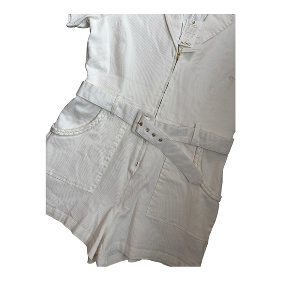 Show Me Your MUMU Outlaw Romper Denim Pearly White Women’s Size XXL - Picture 9 of 13
